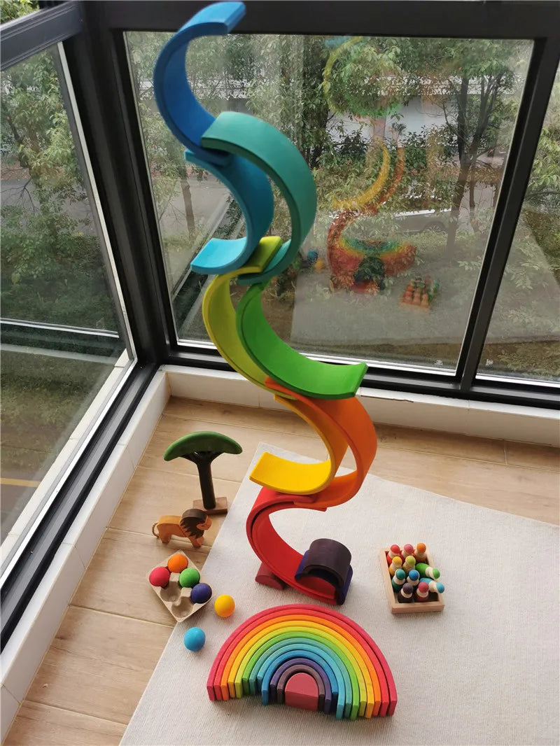 Lime Wood Rainbow Blocks