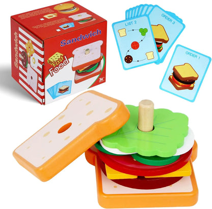 Wooden Burger Sandwich Stacking