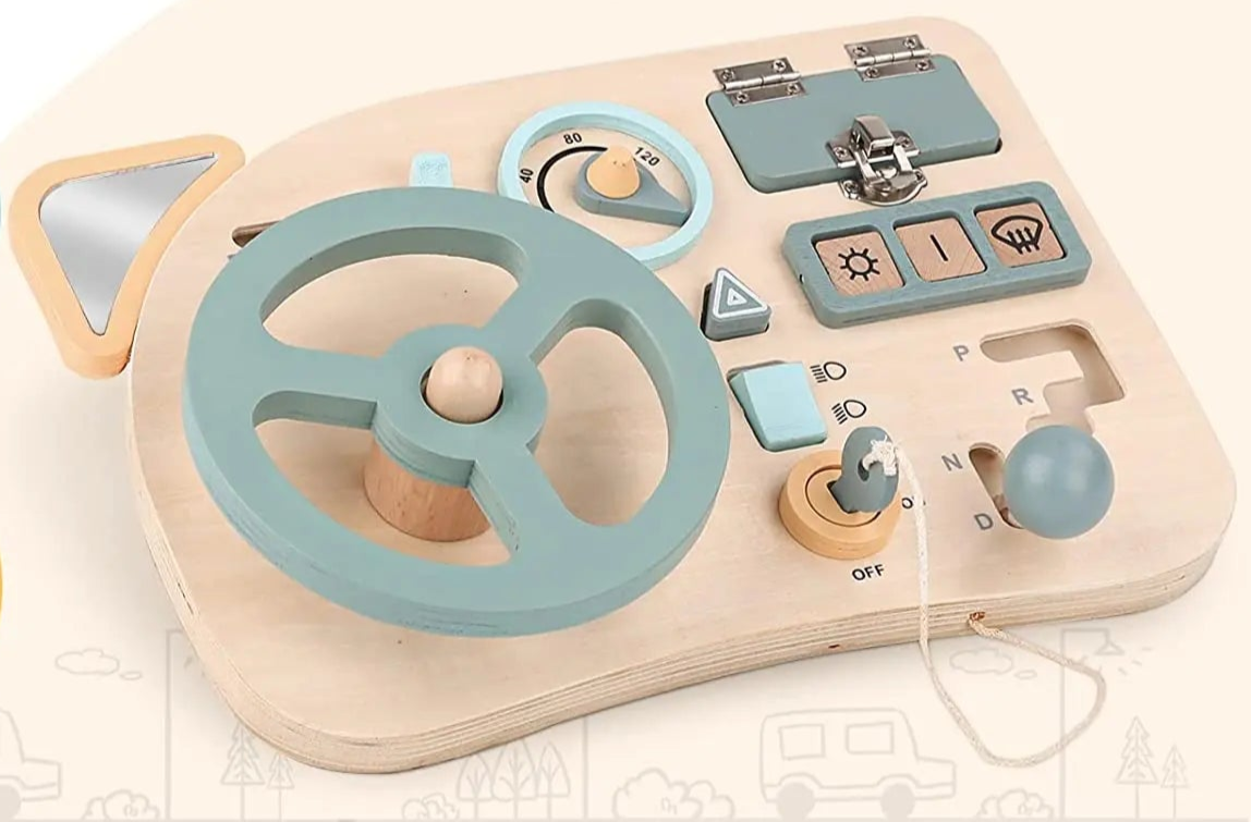 Montessori Steering Wheel Wooden Busy Board