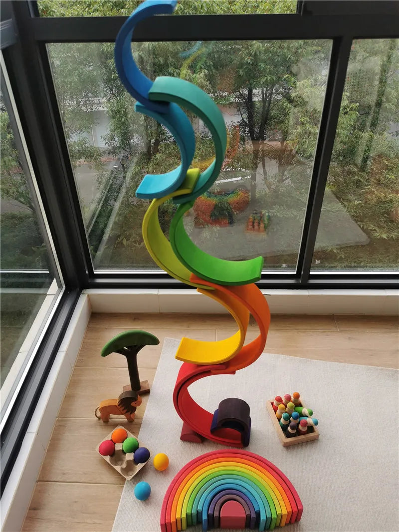 Lime Wood Rainbow Blocks