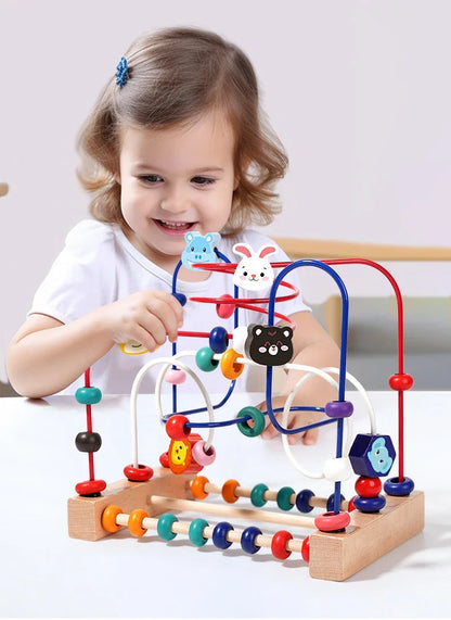 Montessori Baby Toys Wooden Roller Coaster
