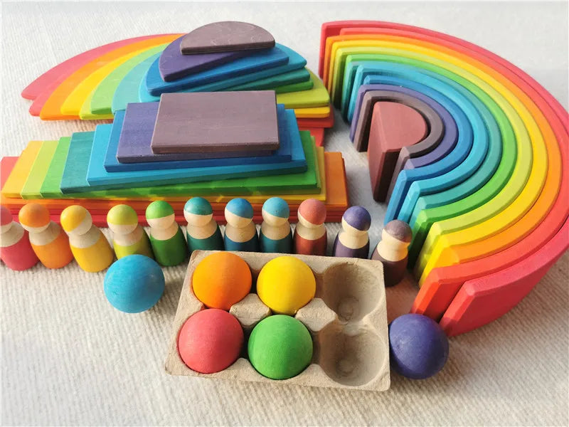 Lime Wood Rainbow Blocks