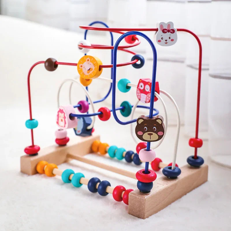 Montessori Baby Toys Wooden Roller Coaster